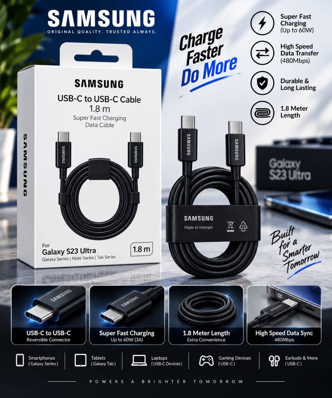 Samsung C to C 1.8M Cable